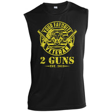 Load image into Gallery viewer, T-Shirt-Design-1 ST352 Men’s Sleeveless Performance Tee - 2 Guns Vet
