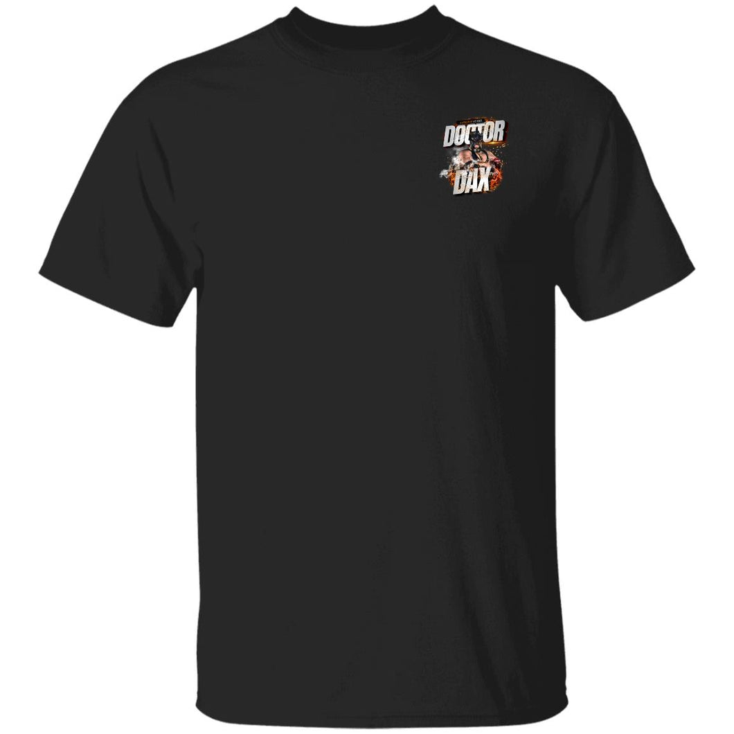 DR-DAX-FIRE G500 5.3 oz. T-Shirt - Double Sided - Doctor Dax Flames Logo