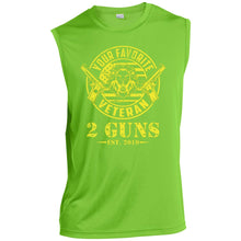 Load image into Gallery viewer, T-Shirt-Design-1 ST352 Men’s Sleeveless Performance Tee - 2 Guns Vet
