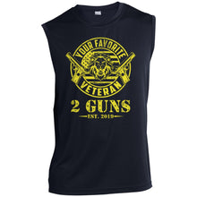 Load image into Gallery viewer, T-Shirt-Design-1 ST352 Men’s Sleeveless Performance Tee - 2 Guns Vet
