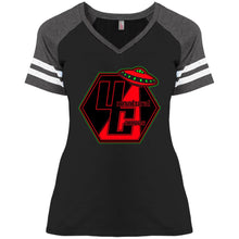 Load image into Gallery viewer, DM476 Ladies&#39; Game V-Neck T-Shirt - Unnatural Causes
